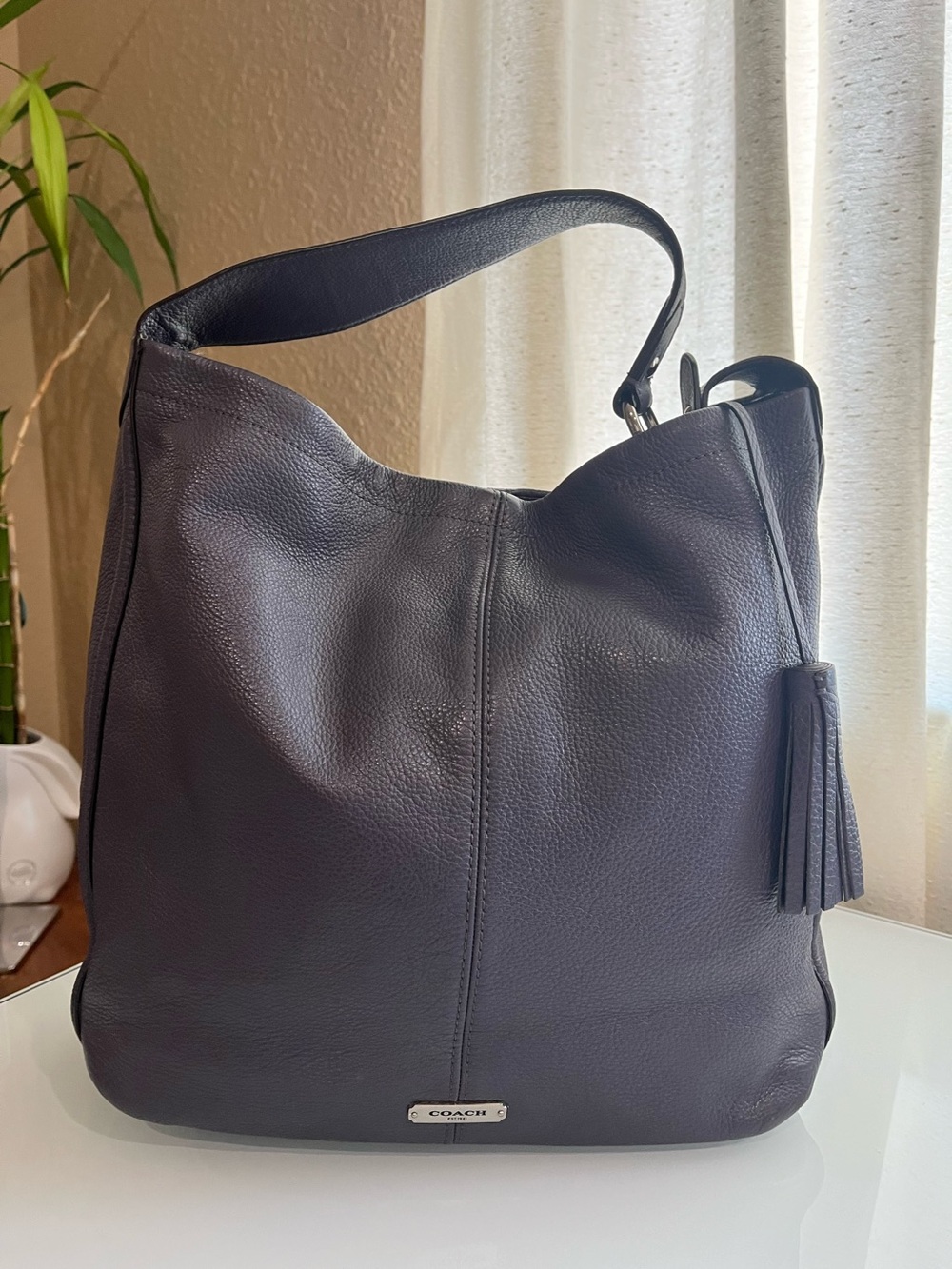 COACH LARGE PEBBLED LEATHER HOBO BAG